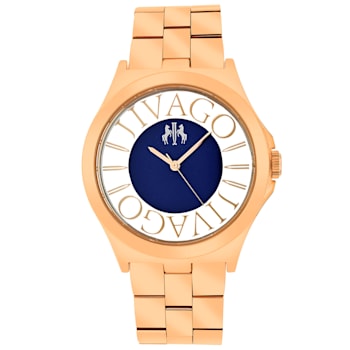Jivago Women's Fun Blue Dial, Rose Stainless Steel Watch