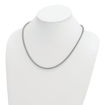 Rhodium Over Sterling Silver Polished 3.0mm Franco 30 Inch Chain