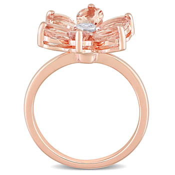 2.37ctw Morganite And Diamond Accent 10k Rose Gold Floral Ring