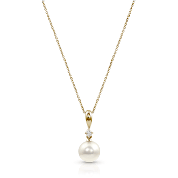 14K Yellow Gold Diamond Akoya Pearl Pendant