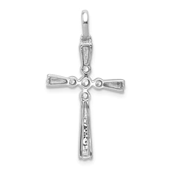 Rhodium Over 14K White Gold 1/15ct. Diamond Cross Pendant