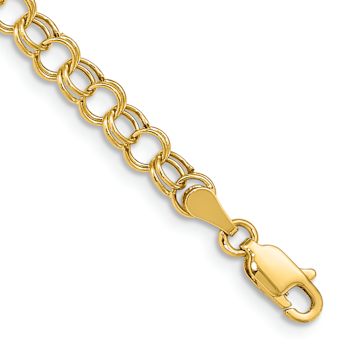 10k Yellow Gold Children's 5mm Double Link Charm Bracelet