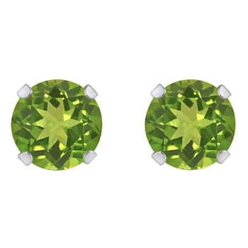 5mm Round Peridot Rhodium Over 10k White Gold Stud Earrings