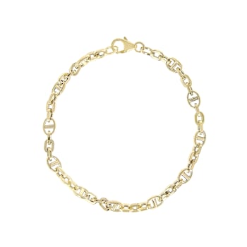 Oval Mariner Link Bracelet In Solid 14K Yellow Gold 5.3mm