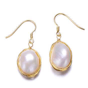 Baroque Pearl Drop Earrings In 14K Gold Over Sterling Silver
