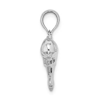 Rhodium Over 14k White Gold 3D Puffed Dolphin Pendant