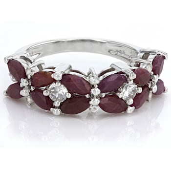 Red Indian Ruby Rhodium Over Sterling Silver Ring 2.40ctw