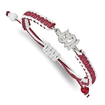 Stainless Steel MLB LogoArt St. Louis Cardinals Adjustable Cord Bracelet