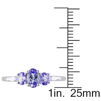Tanzanite and Diamond 10K White Gold Ring 0.77ctw