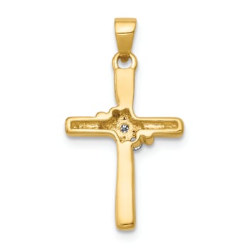 14k Yellow Gold Diamond Cross Pendant