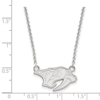 Rhodium Over Sterling Silver NHL LogoArt Nashville Predators Small Necklace