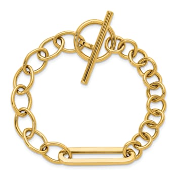 14K Yellow Gold Fancy Link 7.5 Inch Toggle Bracelet
