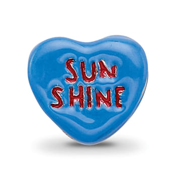 Sterling Silver Kids Sun Shine Enameled Heart Bead