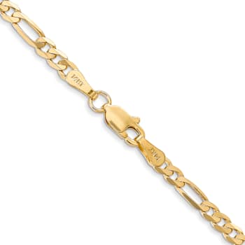14K Yellow Gold 3mm Flat Figaro Chain Necklace