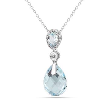 Sky Blue Topaz Checkerboard Pear Shaped Rhodium Over Sterling Silver
Teardrop Necklace