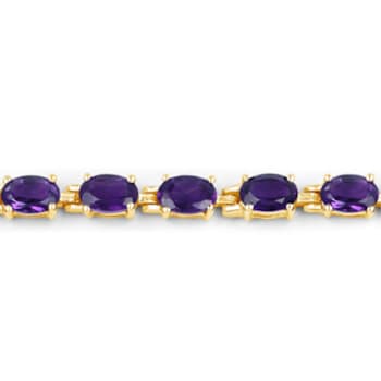 Purple Amethyst 14K Yellow Gold Over Sterling Silver Oval Tennis
Bracelet 7.98ctw
