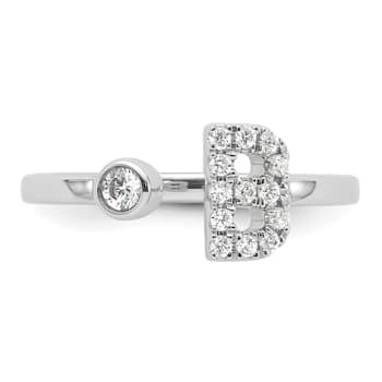 Rhodium Over 14K White Gold Lab Grown Diamond VS/SI GH, Initial B
Adjustable Ring