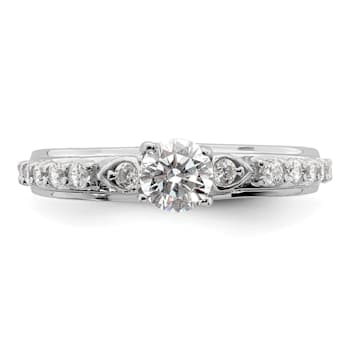 Rhodium Over 10K White Gold Lab Grown Diamond VS/SI GH, Engagement Ring 0.74ctw