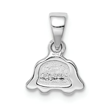 Rhodium Over Sterling Silver Black/White Enameled Puppy Children's Pendant