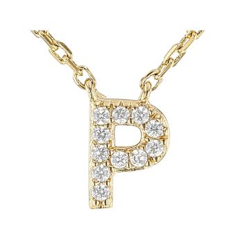 CZ Initial P Station Necklace In 18K Gold Over Sterling Silver 0.09ctw