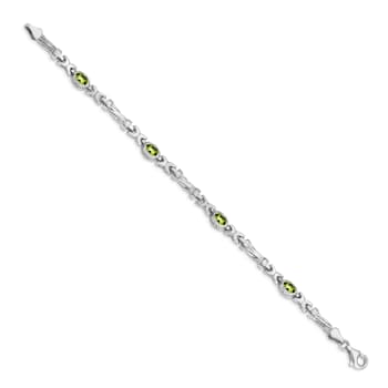 Rhodium Over 14k White Gold Peridot Bracelet