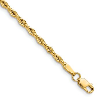 14k Yellow Gold 2.5mm Rope Link 16 Inch Chain