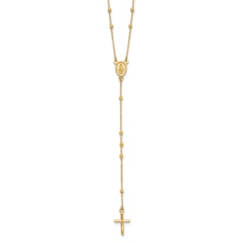 14K Yellow Gold Polished Rosary Necklace