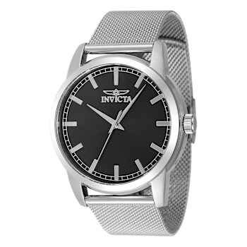 Invicta Celestial 43mm Black Dial Stainless Steel Band Quartz Watch