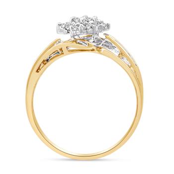 White Diamond 10KT Yellow Gold Cluster Ring 1/2 CTW