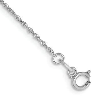 Rhodium Over 14k White Gold 1mm Children's Singapore Link Bracelet