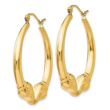 14k Yellow Gold 1 3/8" Polished Ram Hoop Earrings
