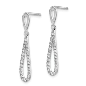 Rhodium Over 14K White Gold Lab Grown Diamond Teardrop Dangle Post Earrings