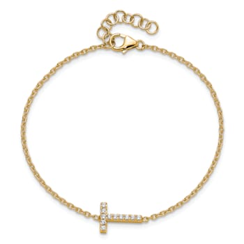 14k Yellow Gold Diamond Sideways Letter T Bracelet