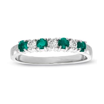 0.37ctw Emerald and Diamond Band Ring in 14k White Gold