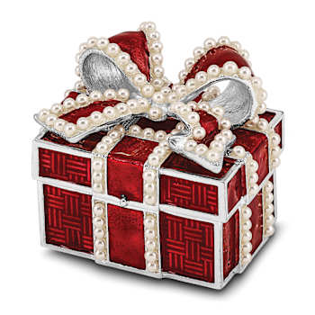 EXCITEMENT Simulated Pearl Red Gift Box Trinket Box