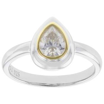 Pear Moissanite Solitaire Pendant Necklace In Two-Tone Gold