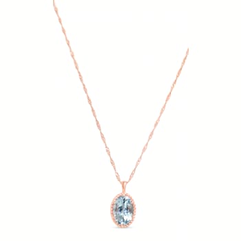 Pear Aquamarine and Cubic Zirconia 18K Rose Gold Over Sterling Silver
Pendant with chain, 6.06ctw
