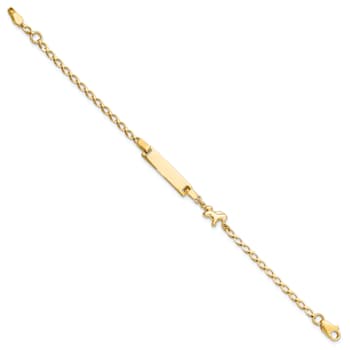 14k Yellow Gold Polished Horse and Pony Children's ID Bracelet