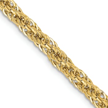 14K Yellow Gold 3.3mm Diamond-cut Semi-solid Chain Necklace