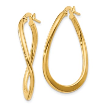 14k Yellow Gold 3/4" Polished Tapered Twist Hoop Earrings