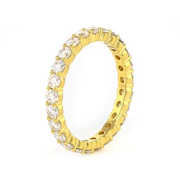 Classic Moissanite Eternity Band Ring In 14K Gold Over Sterling Silver