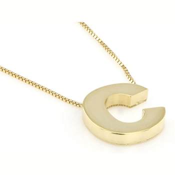 Block Letter C Initial Necklace In 10K Yellow Gold