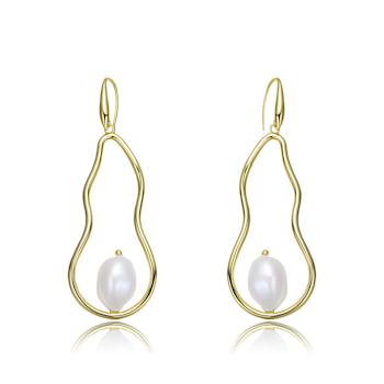 Pear Shape Freshwater Pearl Drop Earrings In 14K Gold Over Sterling Silver