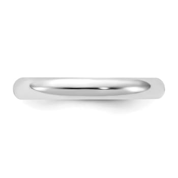 Rhodium Over Sterling Silver 3mm Half-Round Band