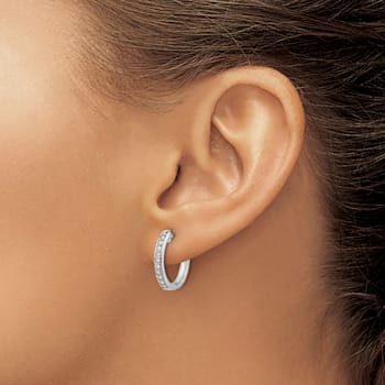 Rhodium Over 14K White Gold Lab Grown Diamond SI1/SI2, G H I, Hinged
Hoop Earrings