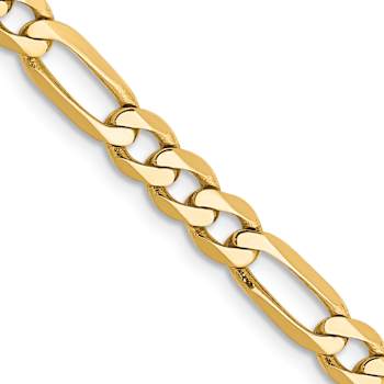 14k Yellow Gold 4.75mm Solid Flat Figaro 18 Inch Chain