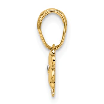 14K Yellow Gold Diamond-cut 4 Leaf Clover Pendant