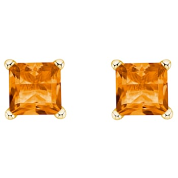 4mm Princess Cut Citrine 14k Yellow Gold Stud Earrings