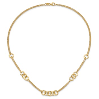14K Yellow Gold Polished 2-Strand Linked Circle Necklace