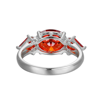 Red Cubic Zirconia Platinum Over Sterling Silver January Birthstone Ring 5.53ctw